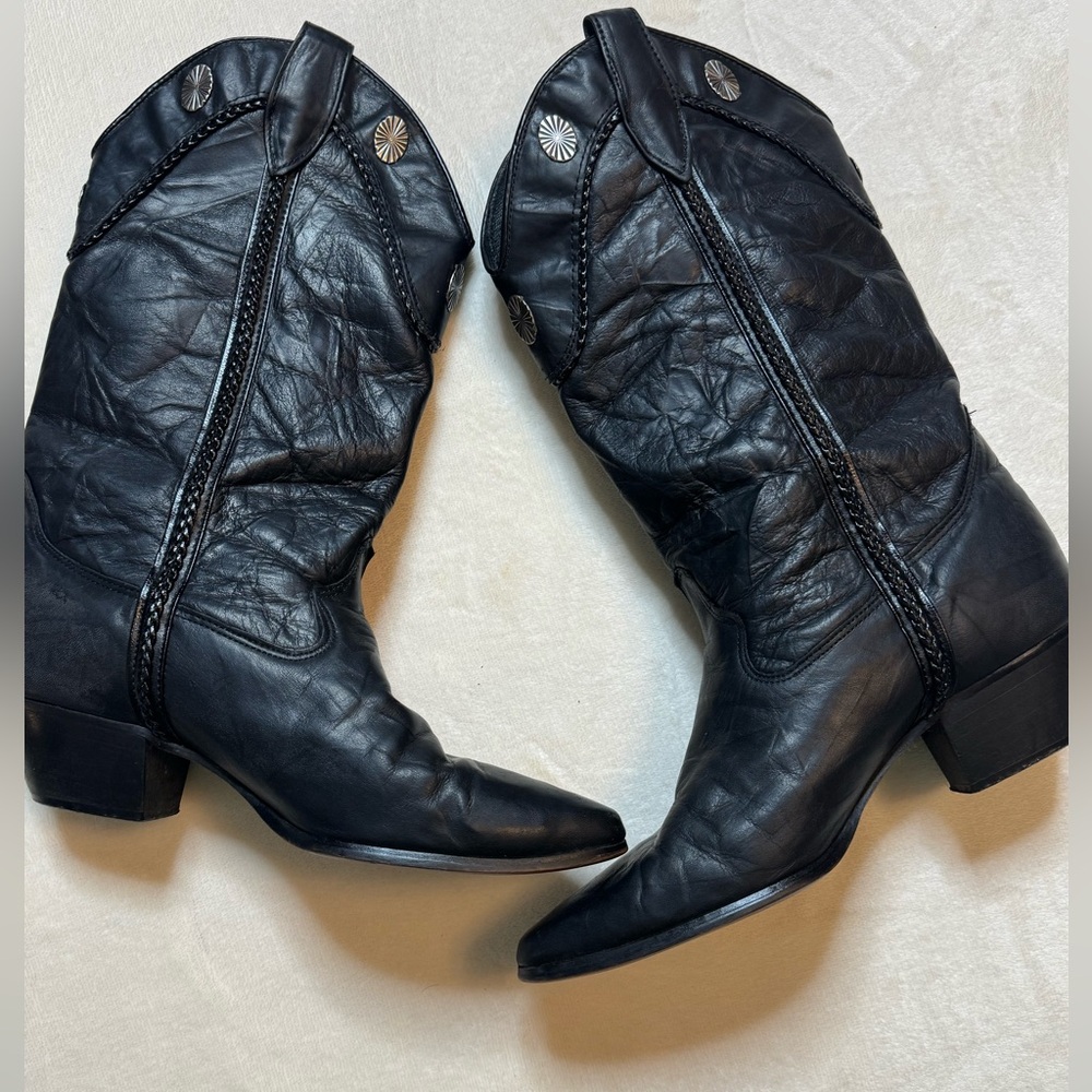 Laredo Black Heeled Western Boots